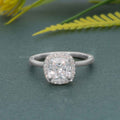 Bold Cushion Moissanite Diamond Solitaire Halo Ring - JBR Jeweler
