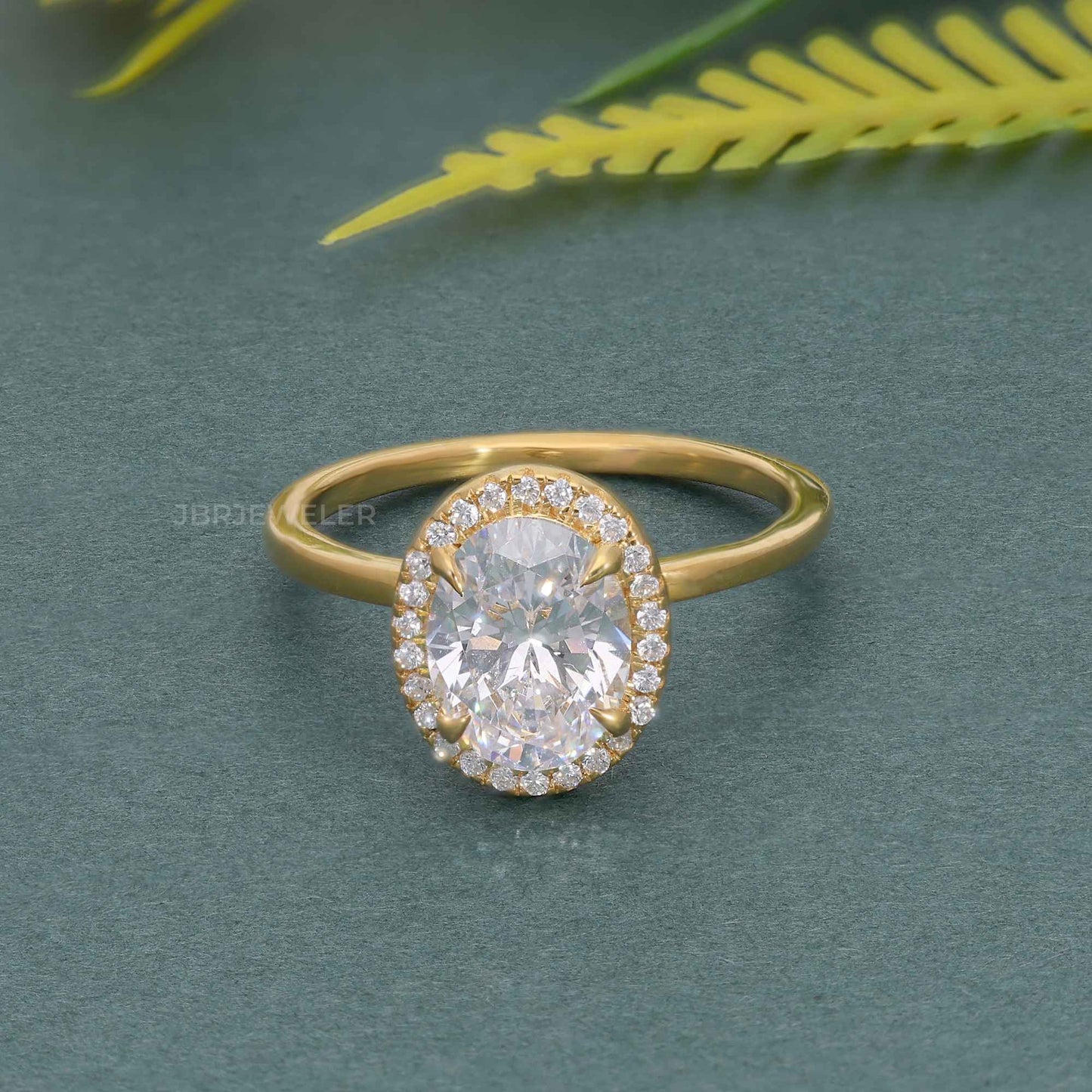 Bold Oval Lab Grown Diamond Solitaire Halo Ring