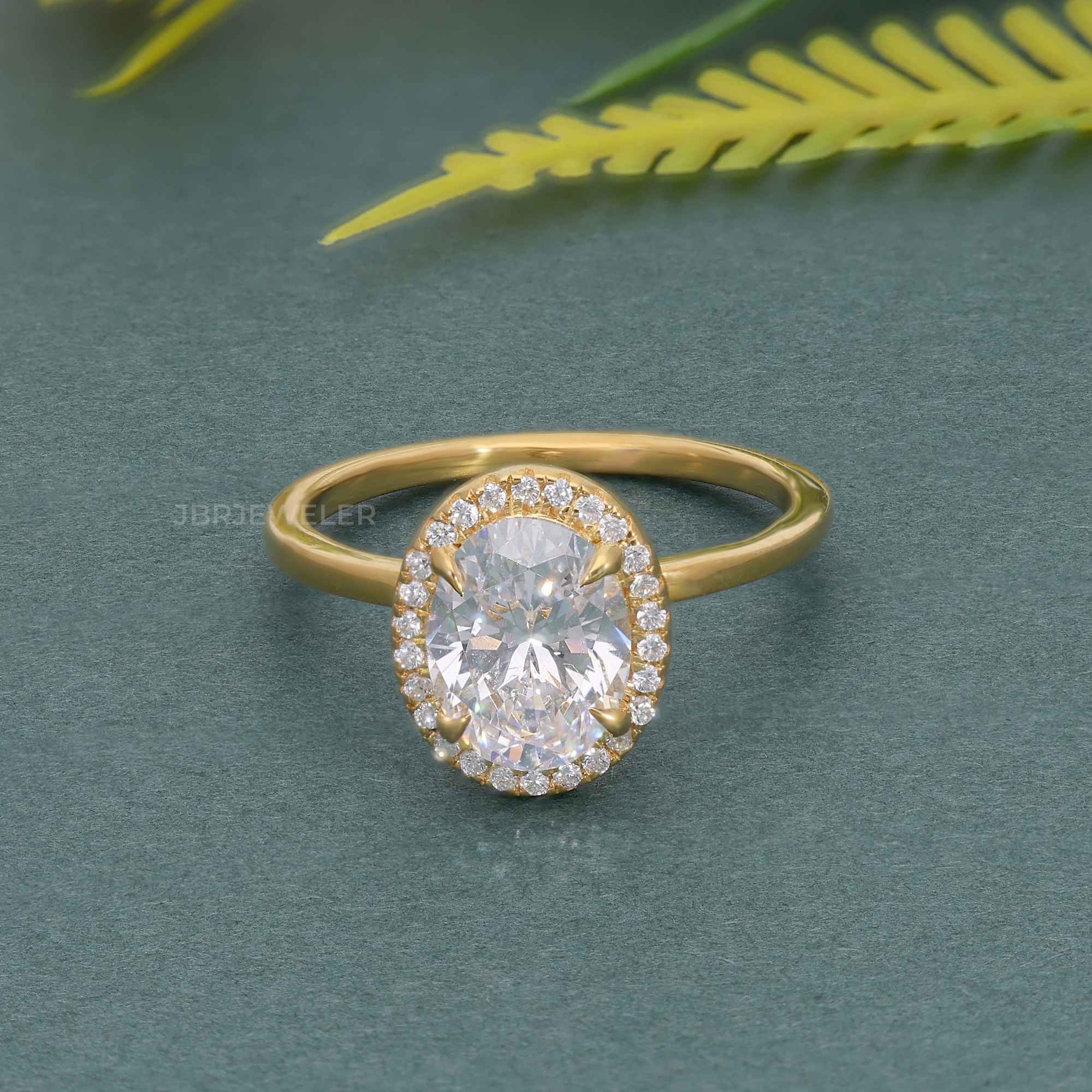 Bold Oval Lab Grown Diamond Solitaire Halo Ring