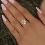 Bold Oval Moissanite Diamond Solitaire Halo Ring - JBR Jeweler