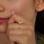 Bold Oval Moissanite Diamond Solitaire Halo Ring - JBR Jeweler
