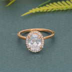 Bold Oval Moissanite Diamond Solitaire Halo Ring - JBR Jeweler