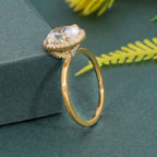 Bold Oval Moissanite Diamond Solitaire Halo Ring - JBR Jeweler