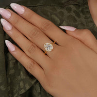 Bold Pear Lab Grown Diamond Solitaire Halo Ring