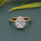 Bold Pear Lab Grown Diamond Solitaire Halo Ring - JBR Jeweler