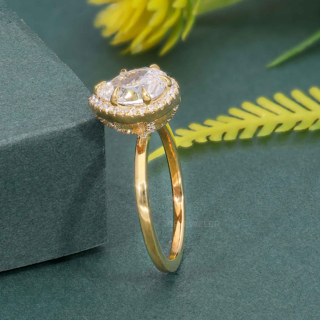 Bold Pear Lab Grown Diamond Solitaire Halo Ring - JBR Jeweler