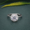 Bold Round Moissanite Diamond Solitaire Halo Ring - JBR Jeweler