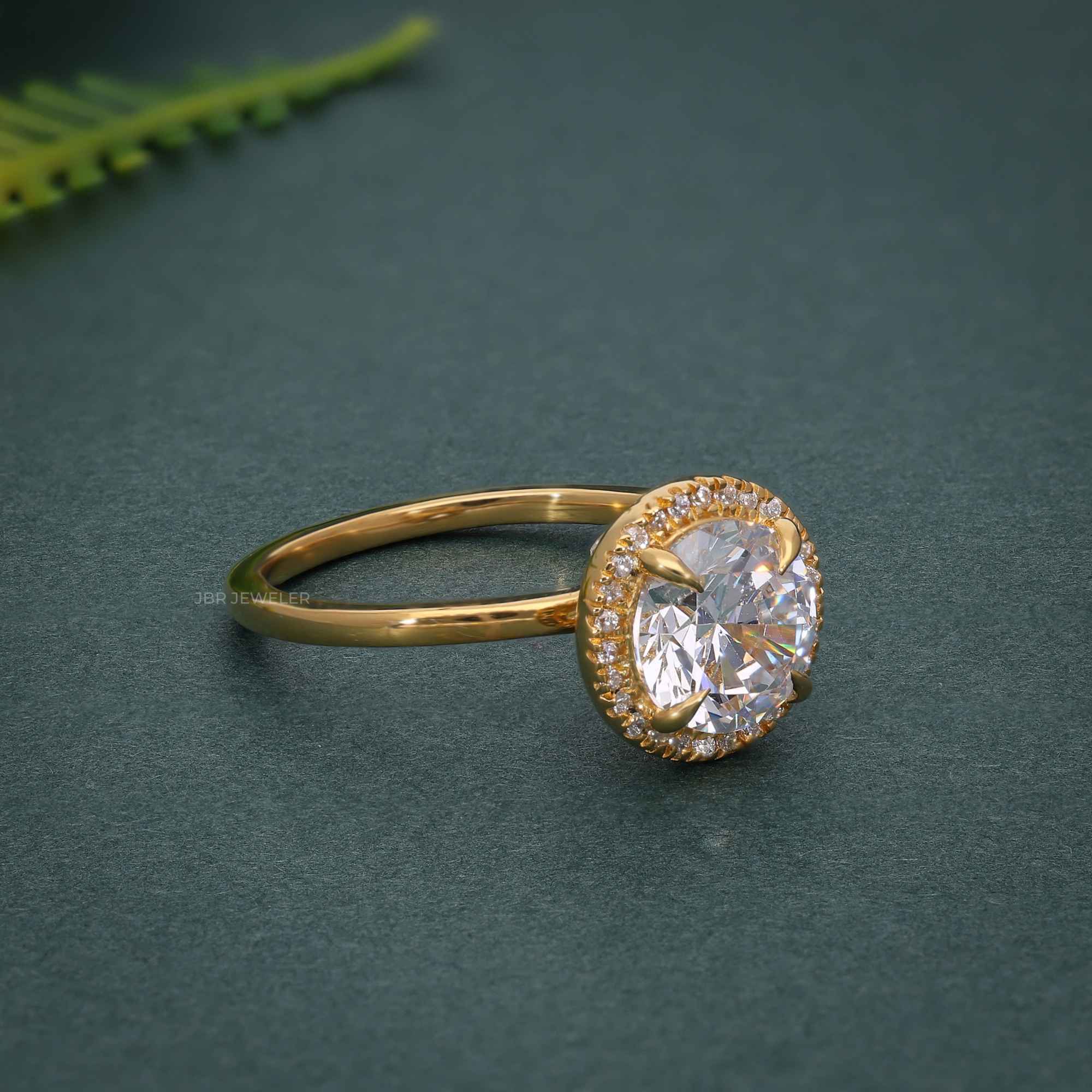 Bold Round Moissanite Diamond Solitaire Halo Ring - JBR Jeweler