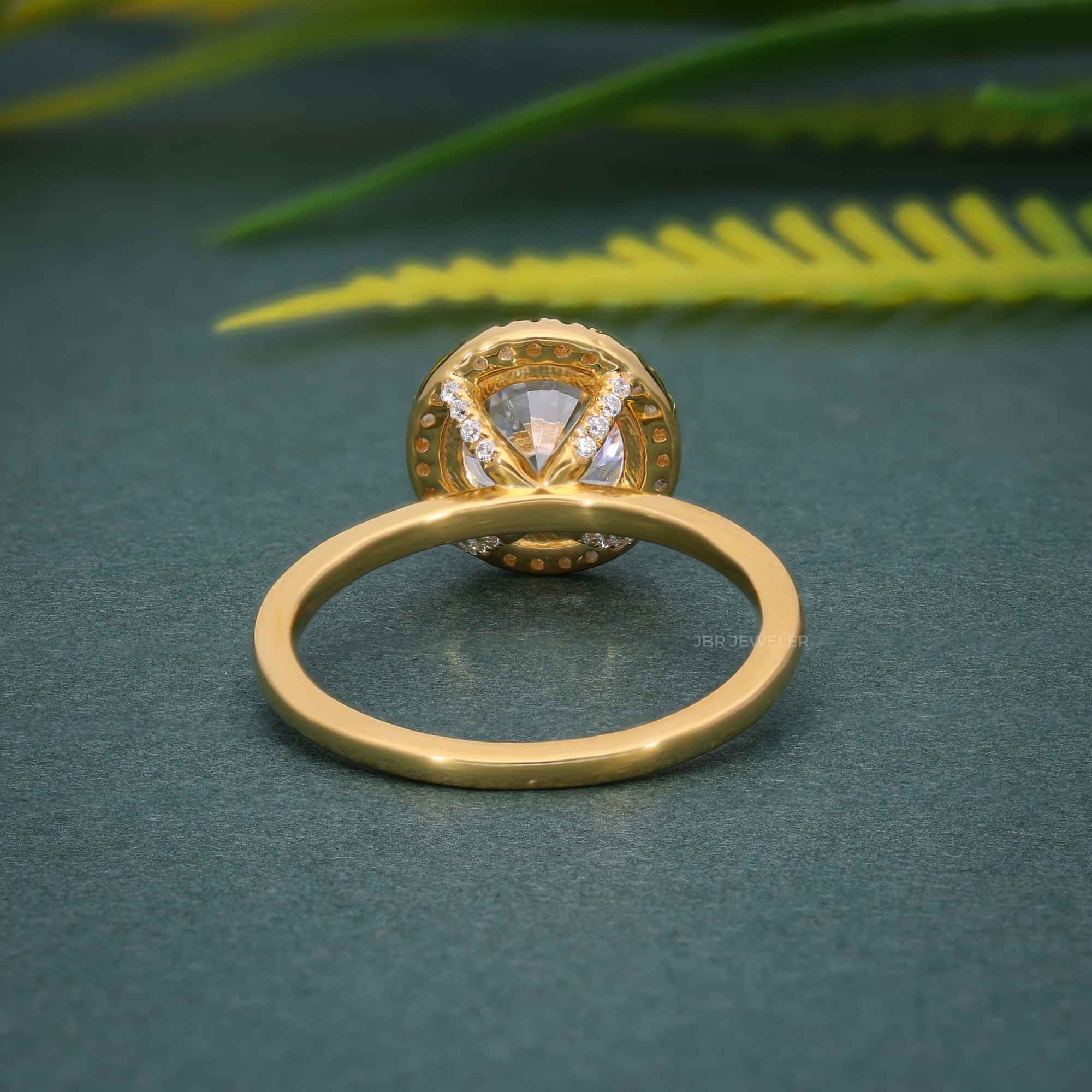 Bold Round Moissanite Diamond Solitaire Halo Ring - JBR Jeweler