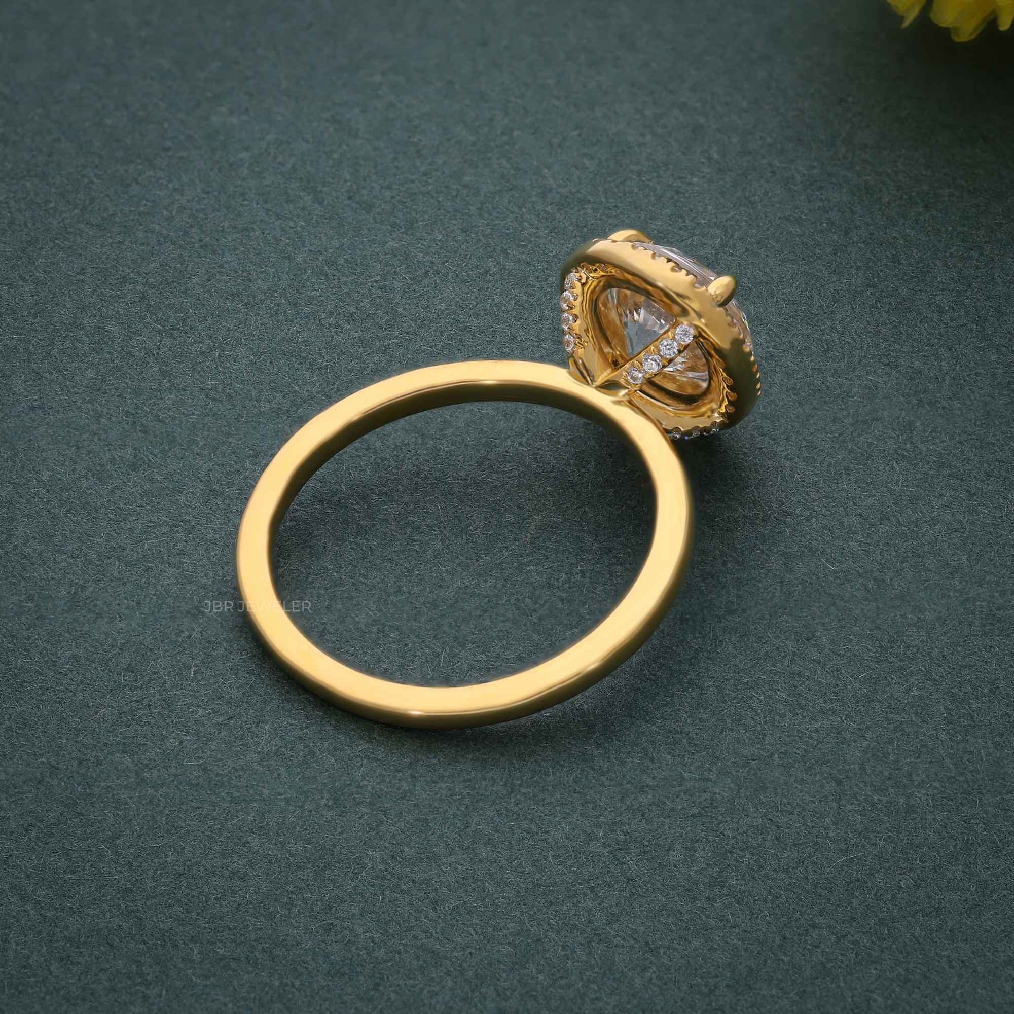 Bold Round Moissanite Diamond Solitaire Halo Ring - JBR Jeweler