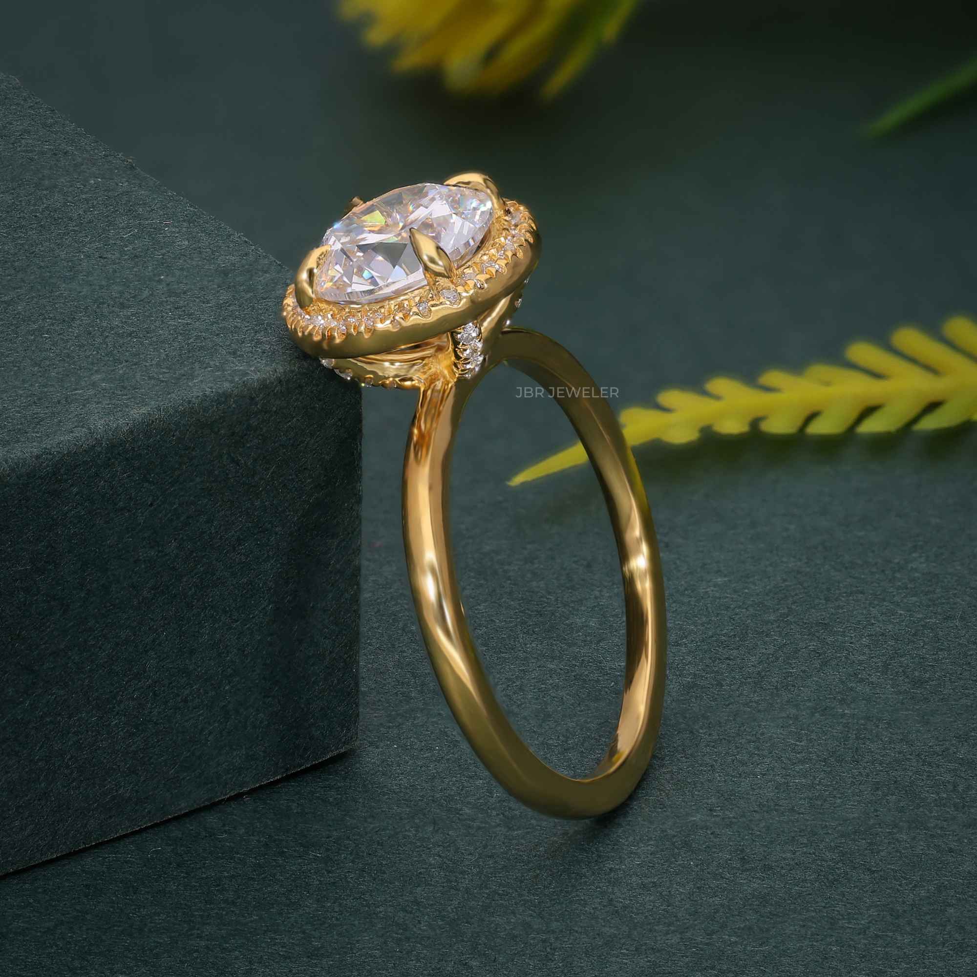 Bold Round Moissanite Diamond Solitaire Halo Ring - JBR Jeweler