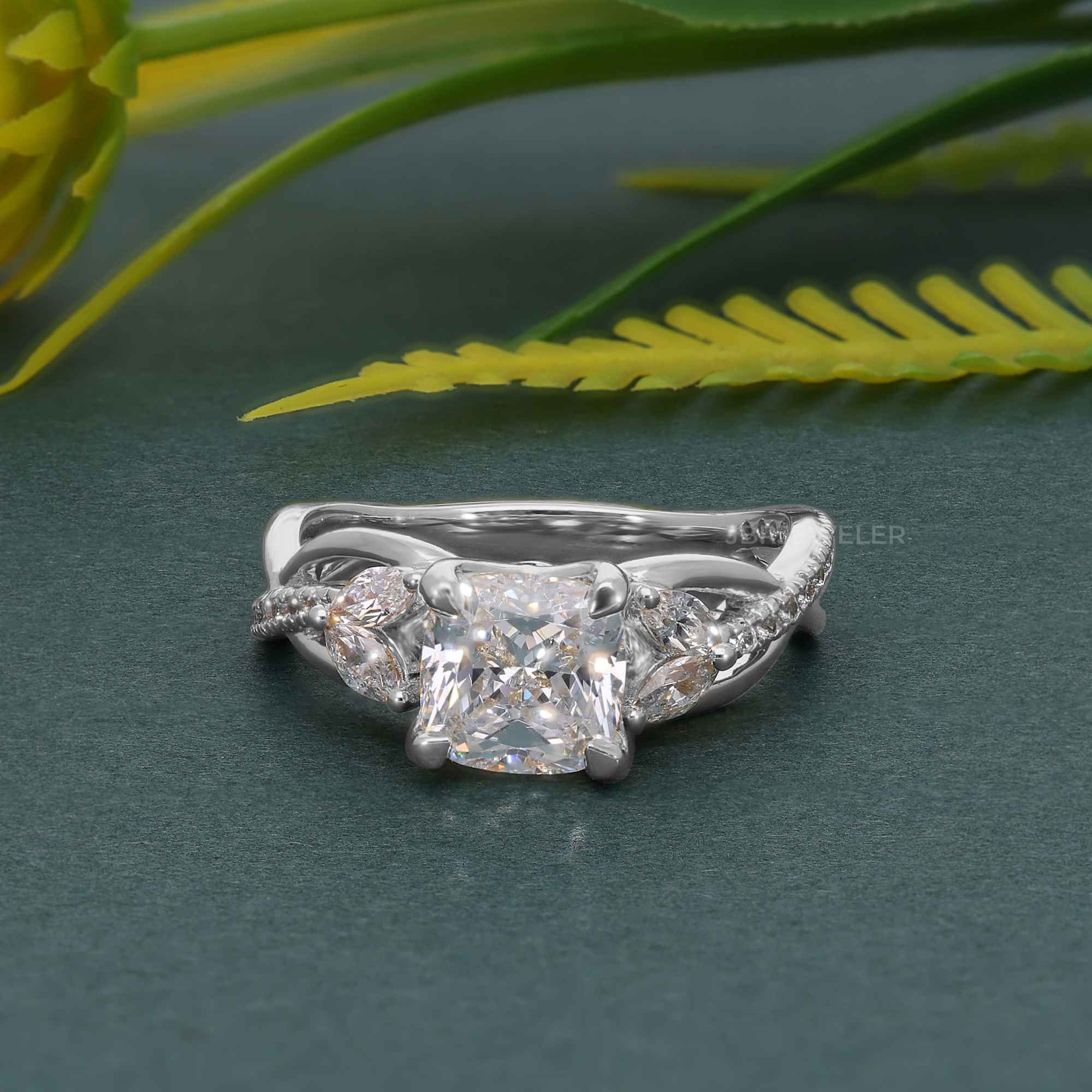 Bouquet Cushion Lab Grown Diamond Engagement Ring - JBR Jeweler