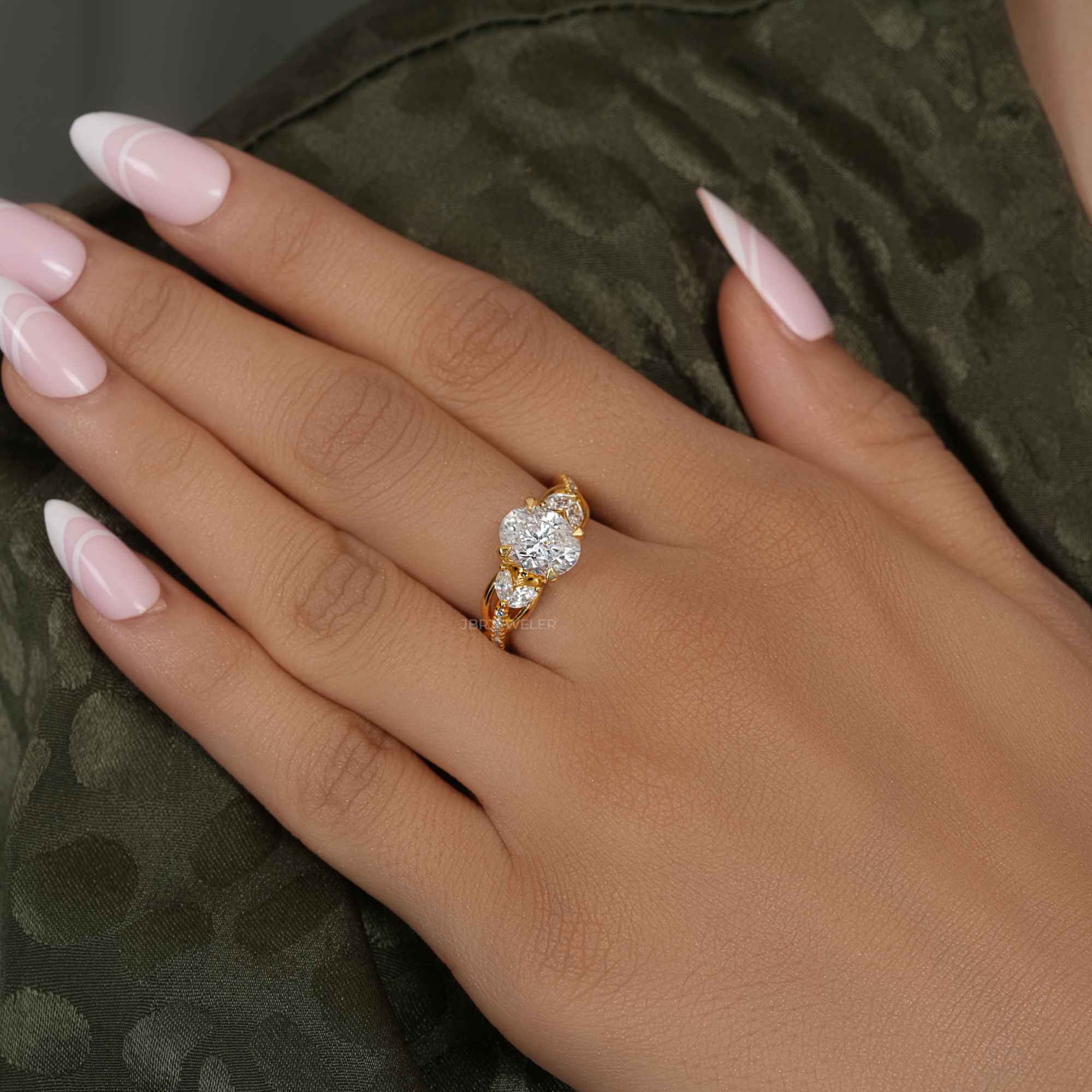 Bouquet Oval Moissanite  Diamond Engagement Ring - JBR Jeweler