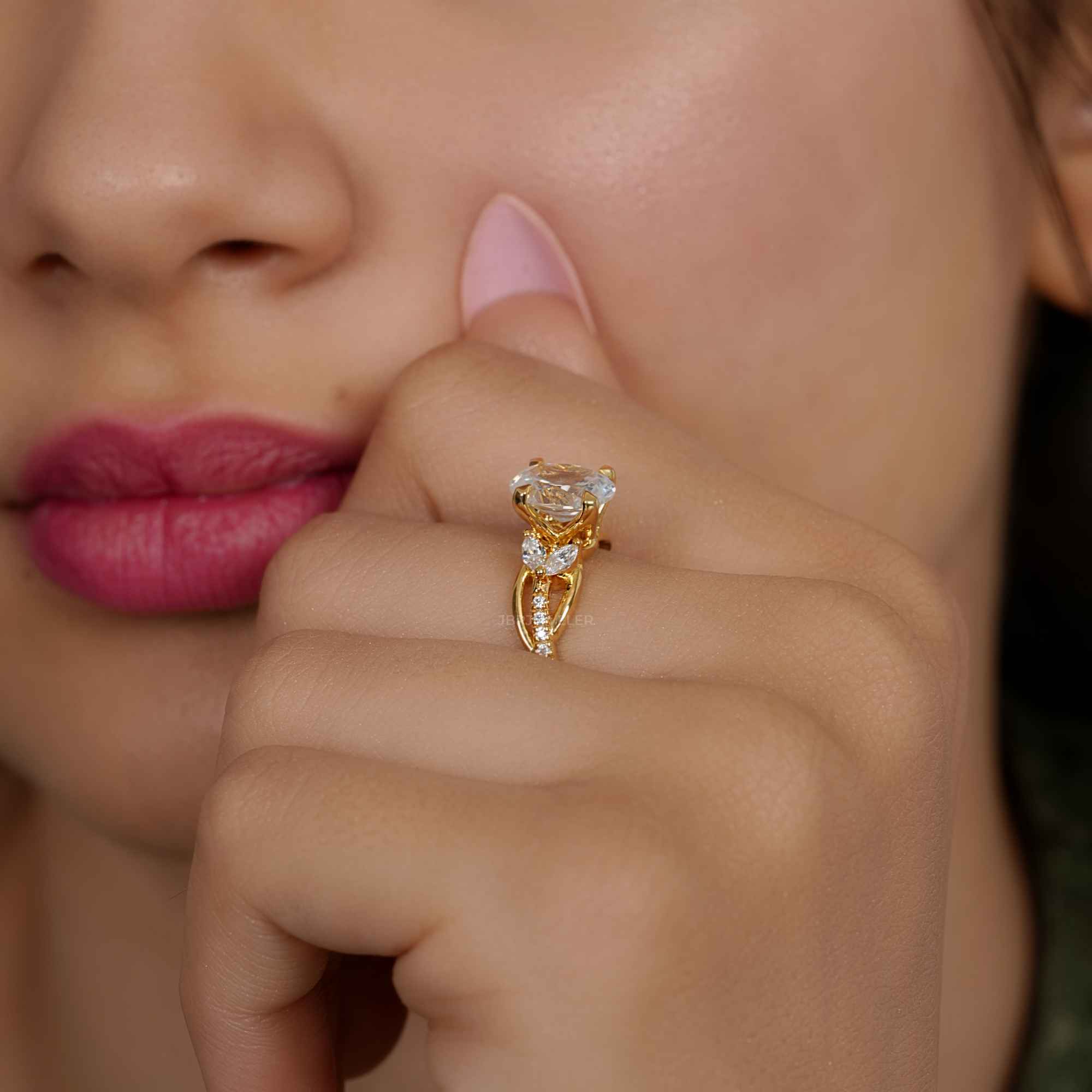 Bouquet Oval Moissanite  Diamond Engagement Ring - JBR Jeweler