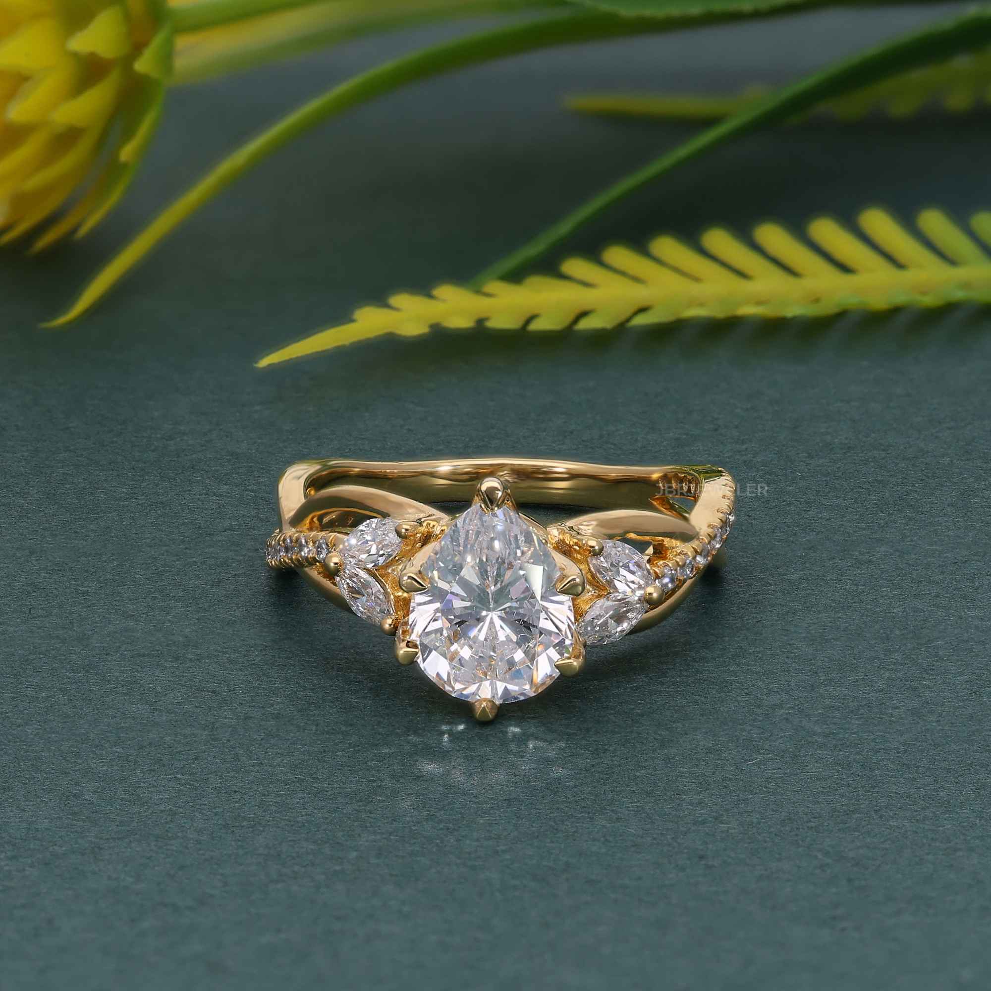 Bouquet Pear Moissanite  Diamond Engagement Ring - JBR Jeweler