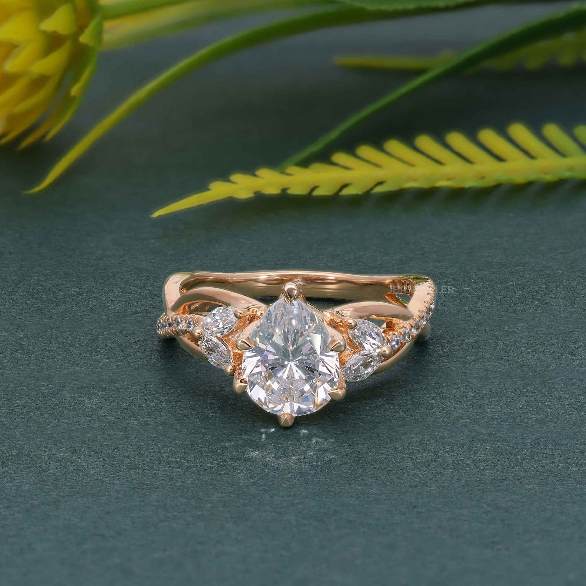 Bouquet Pear Moissanite  Diamond Engagement Ring - JBR Jeweler