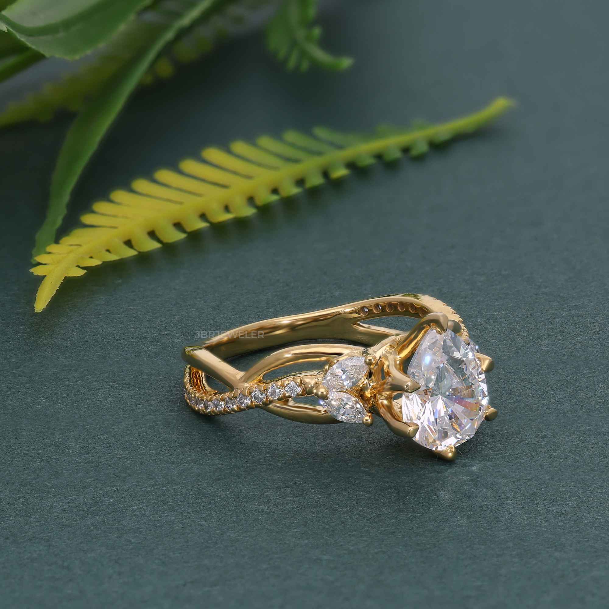 Bouquet Pear Moissanite  Diamond Engagement Ring - JBR Jeweler