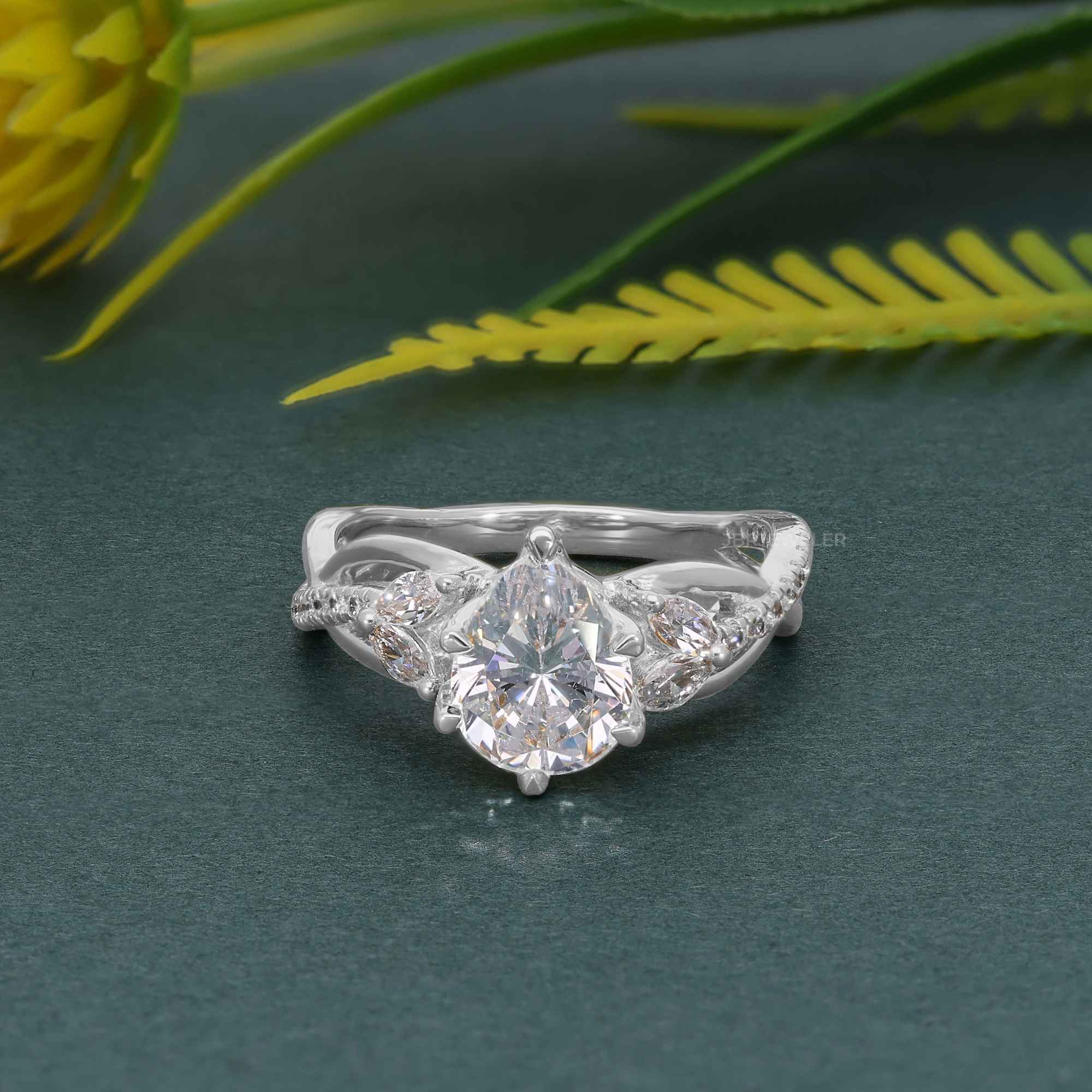 Bouquet Pear Moissanite  Diamond Engagement Ring - JBR Jeweler