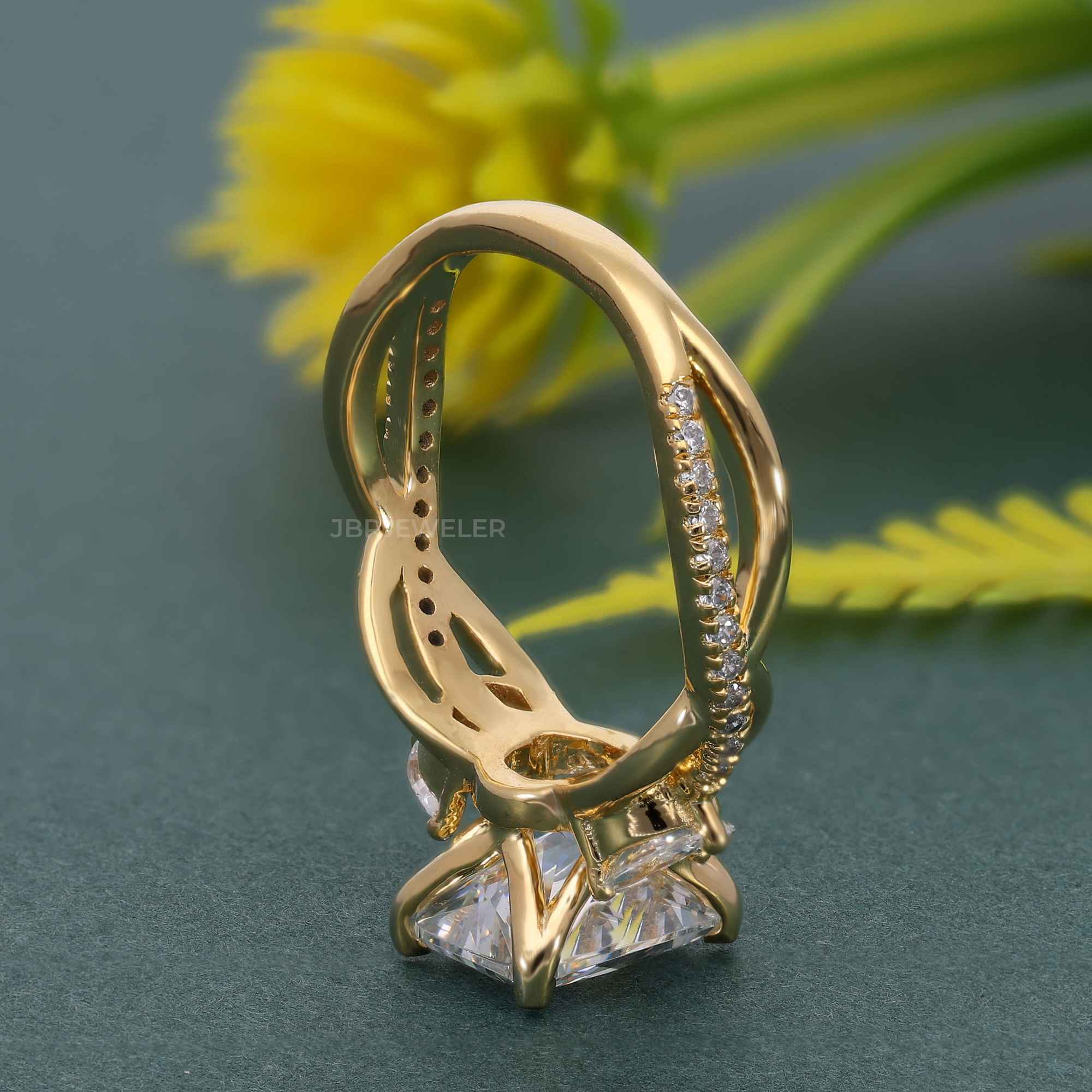 Bouquet Radiant Moissanite  Diamond Engagement Ring - JBR Jeweler