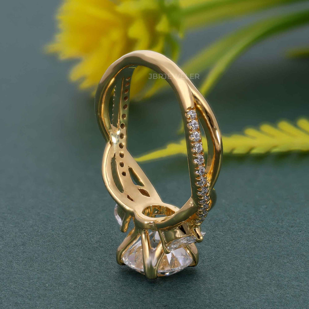 Bouquet Round Moissanite  Diamond Engagement Ring - JBR Jeweler