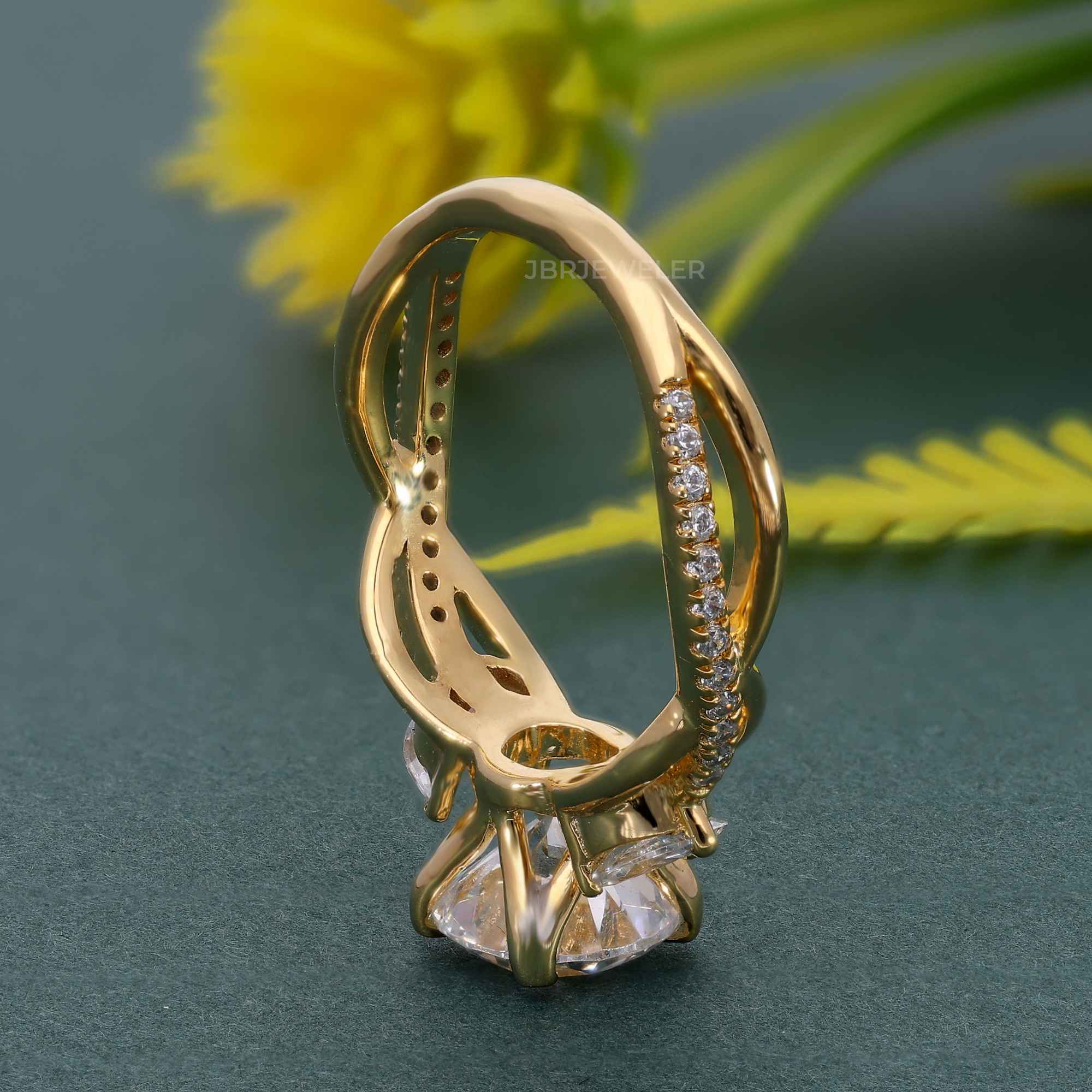 Bouquet Round Moissanite  Diamond Engagement Ring - JBR Jeweler