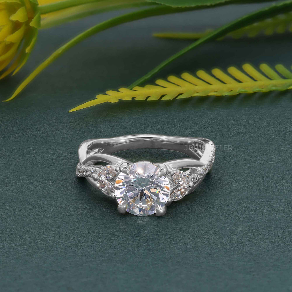 Bouquet Round Moissanite  Diamond Engagement Ring - JBR Jeweler