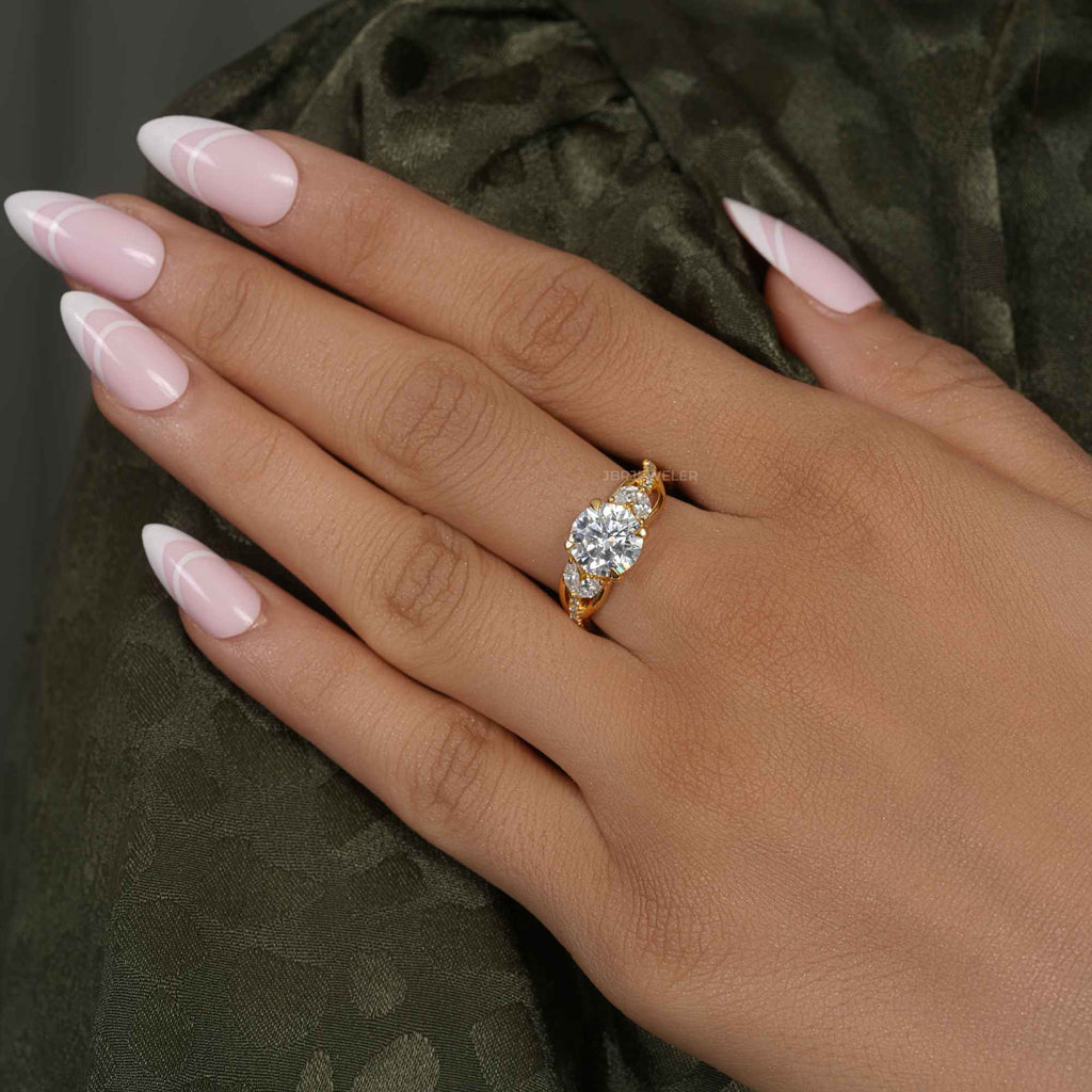 Bouquet Round Moissanite  Diamond Engagement Ring - JBR Jeweler