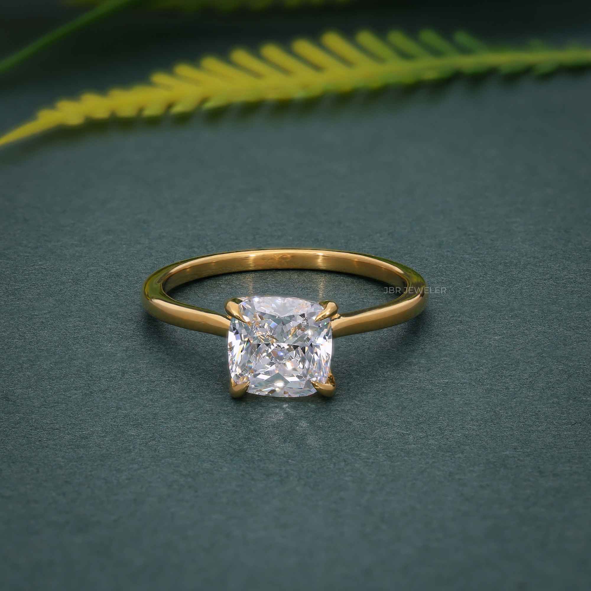 Cathedral Cushion Cut Lab Grown Diamond Engagement Ring