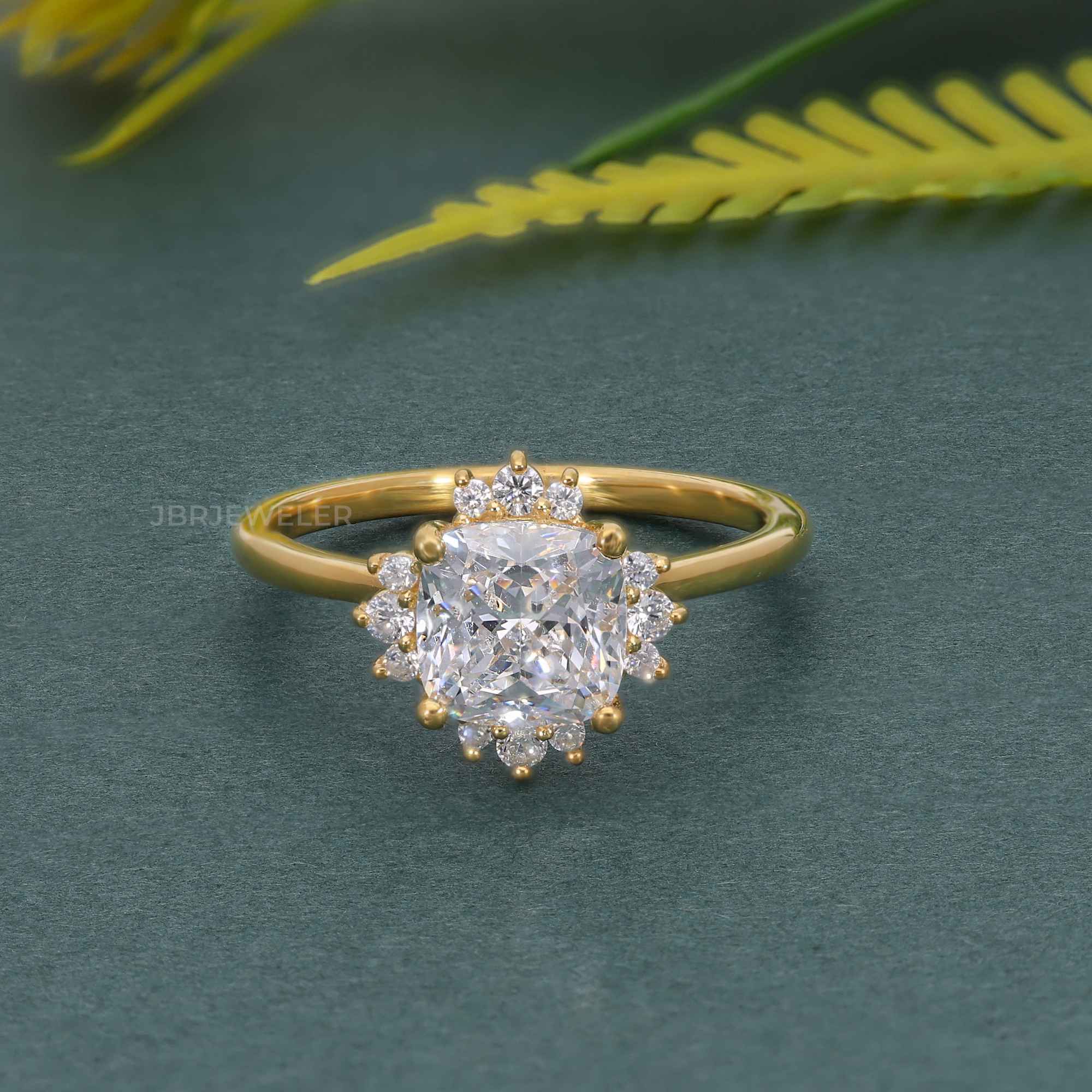 Cathedral Cushion Cut Lab Grown Halo Diamond Engagement Ring - JBR Jeweler