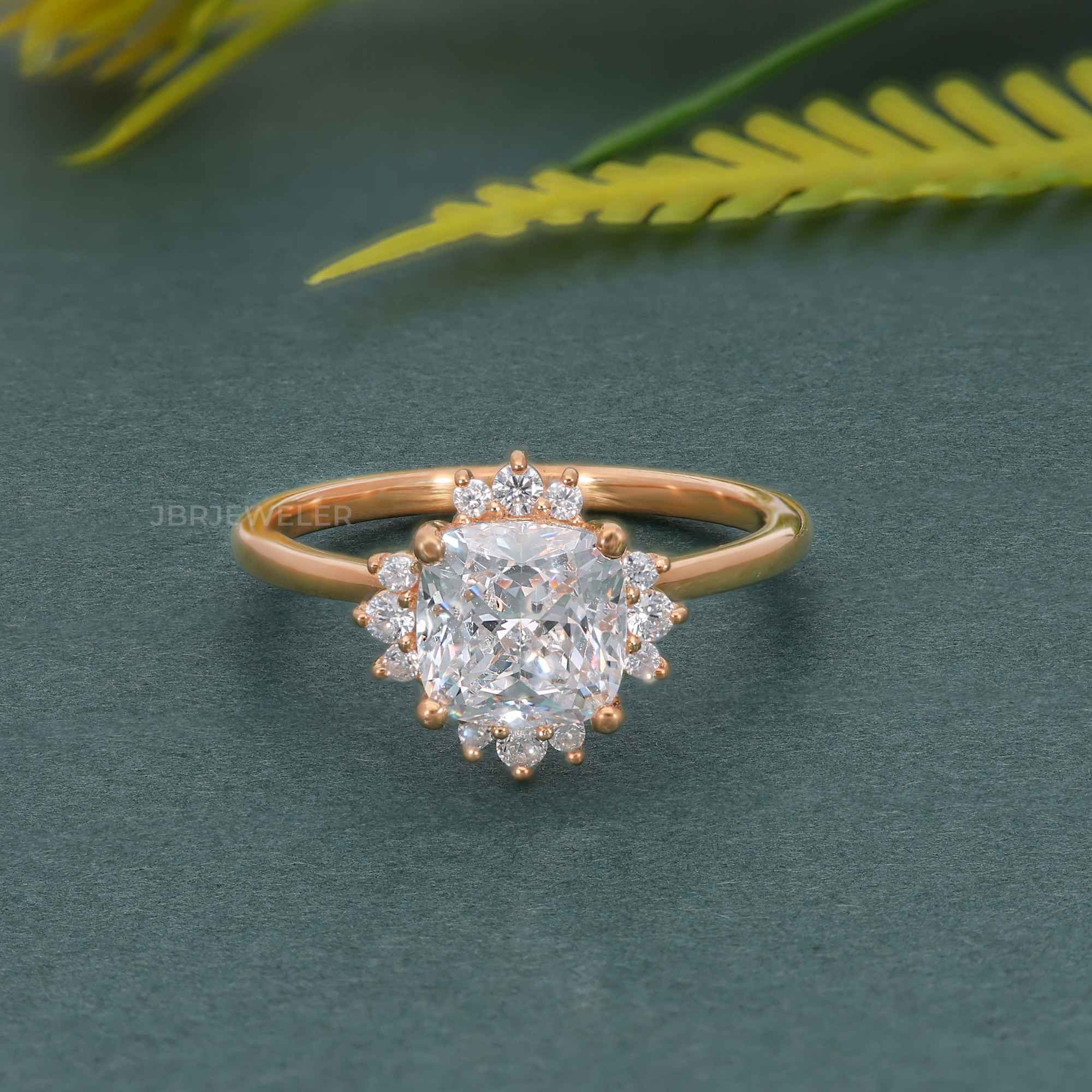 Cathedral Cushion Cut Lab Grown Halo Diamond Engagement Ring - JBR Jeweler