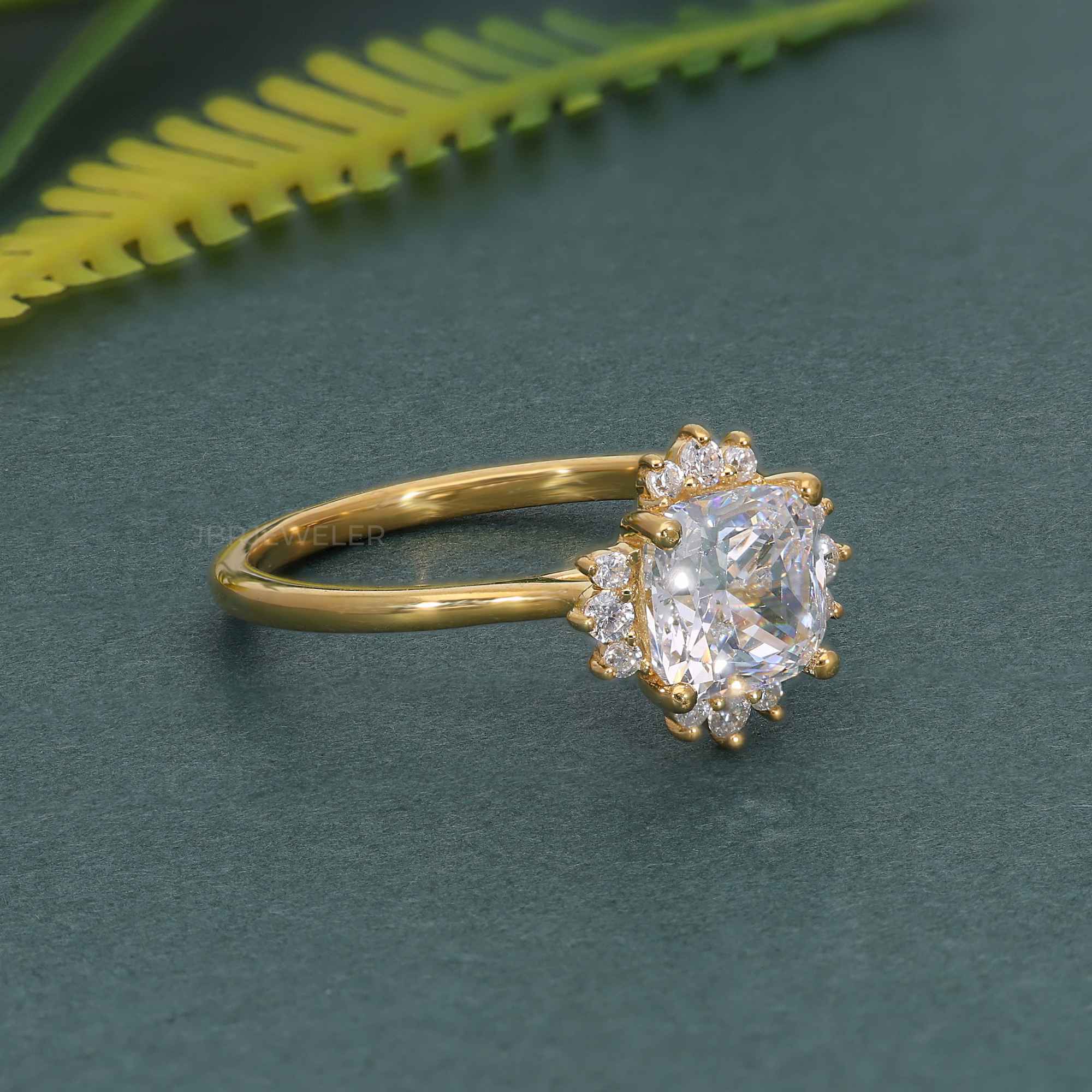 Cathedral Cushion Cut Lab Grown Halo Diamond Engagement Ring - JBR Jeweler