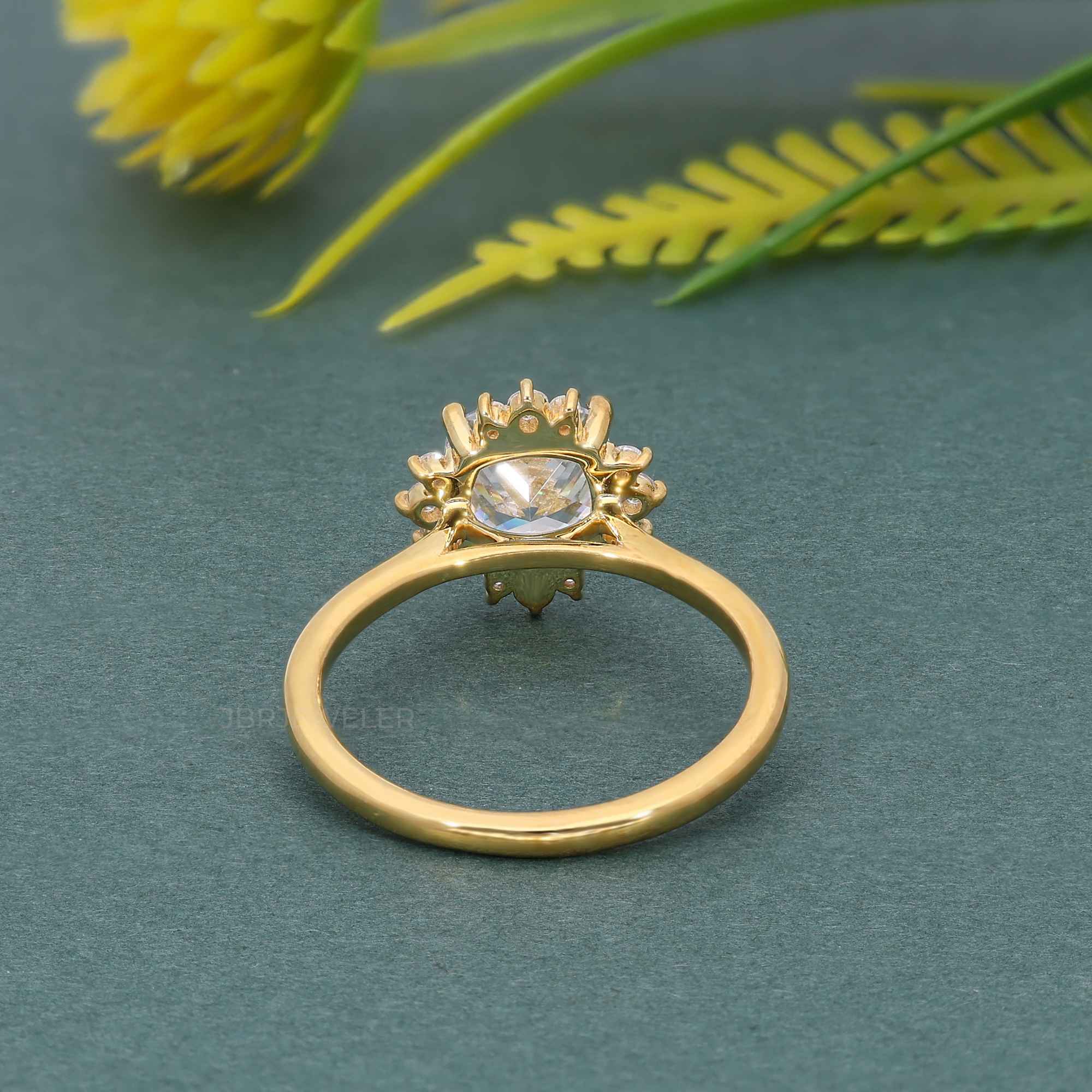 Cathedral Cushion Cut Moissanite Halo Diamond Engagement Ring - JBR Jeweler