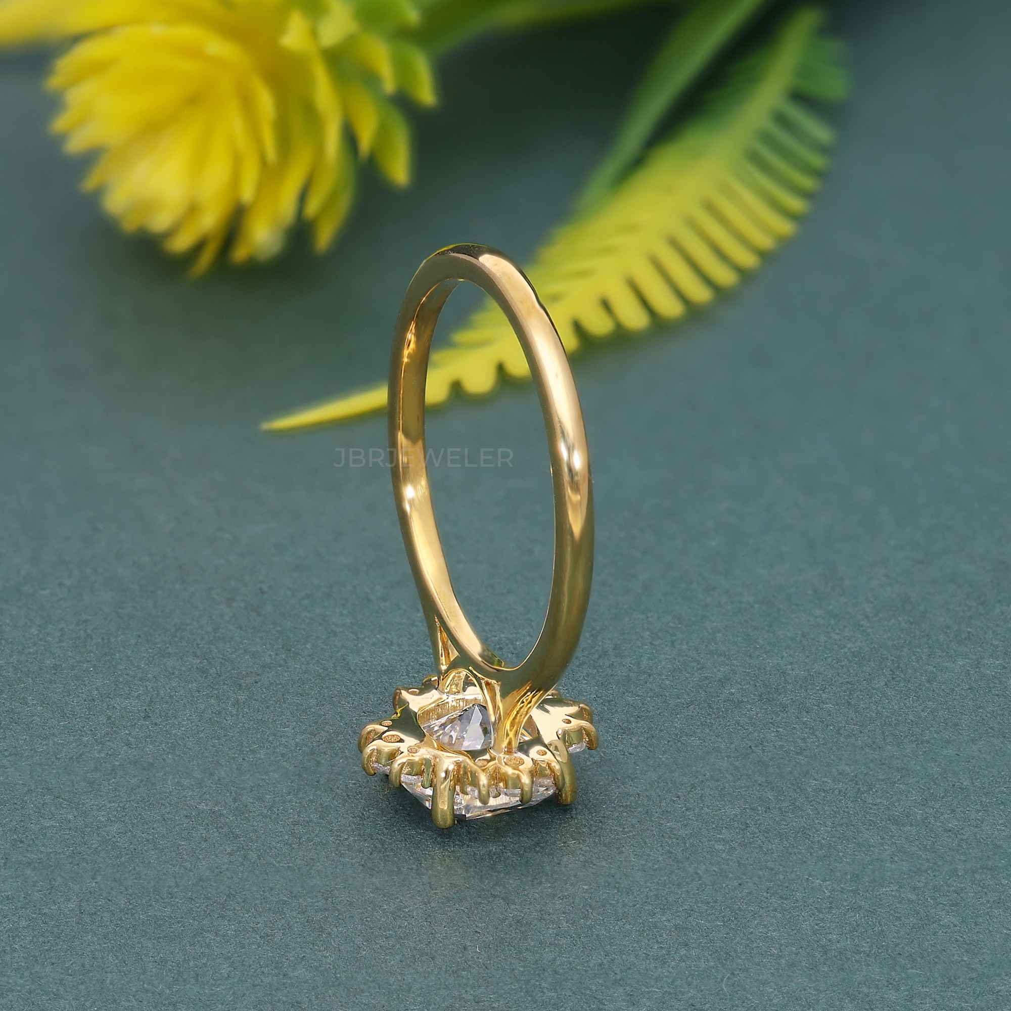 Cathedral Cushion Cut Moissanite Halo Diamond Engagement Ring - JBR Jeweler