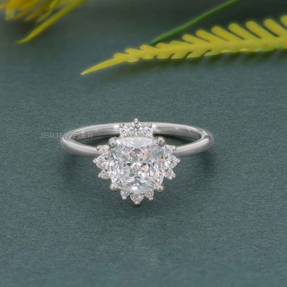 Cathedral Cushion Cut Lab Grown Halo Diamond Engagement Ring