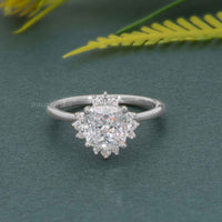 Cathedral Cushion Cut Moissanite Halo Diamond Engagement Ring