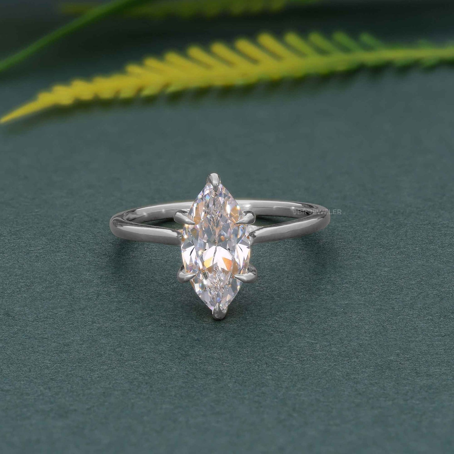 Cathedral Marquise Cut Moissanite Diamond Engagement Ring