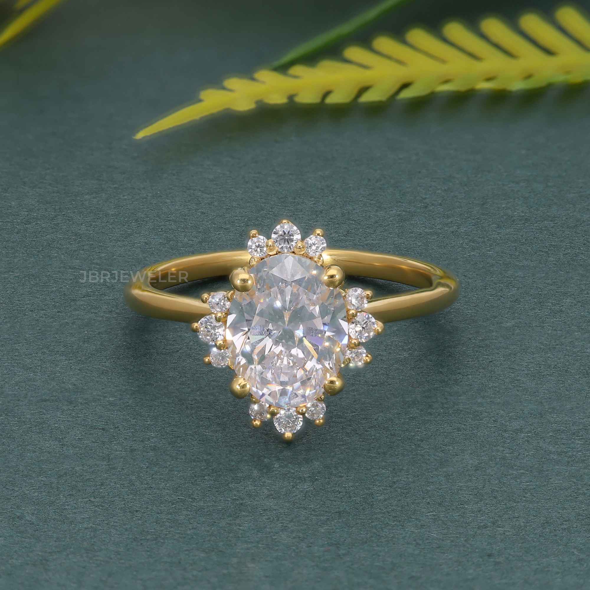 Cathedral Oval Cut Lab Grown Halo Diamond Engagement Ring - JBR Jeweler