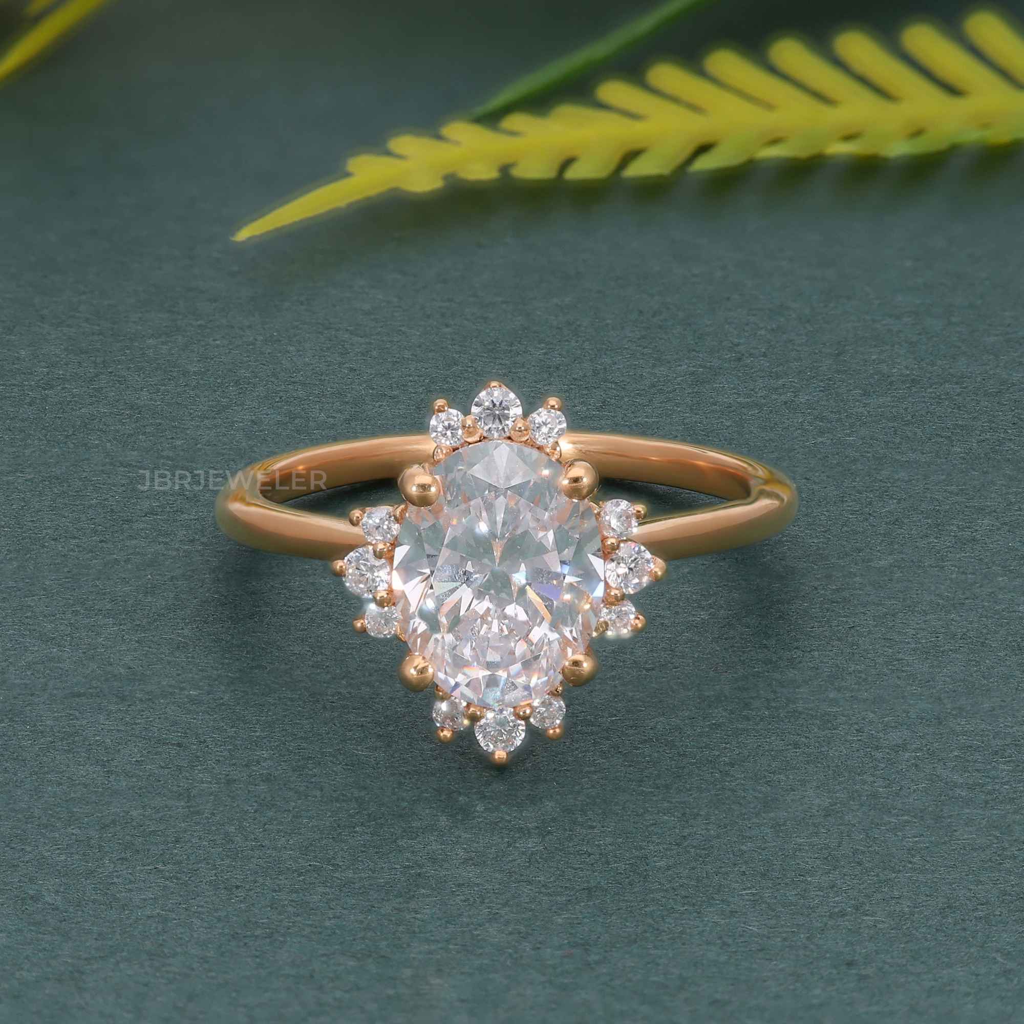 Cathedral Oval Cut Lab Grown Halo Diamond Engagement Ring - JBR Jeweler