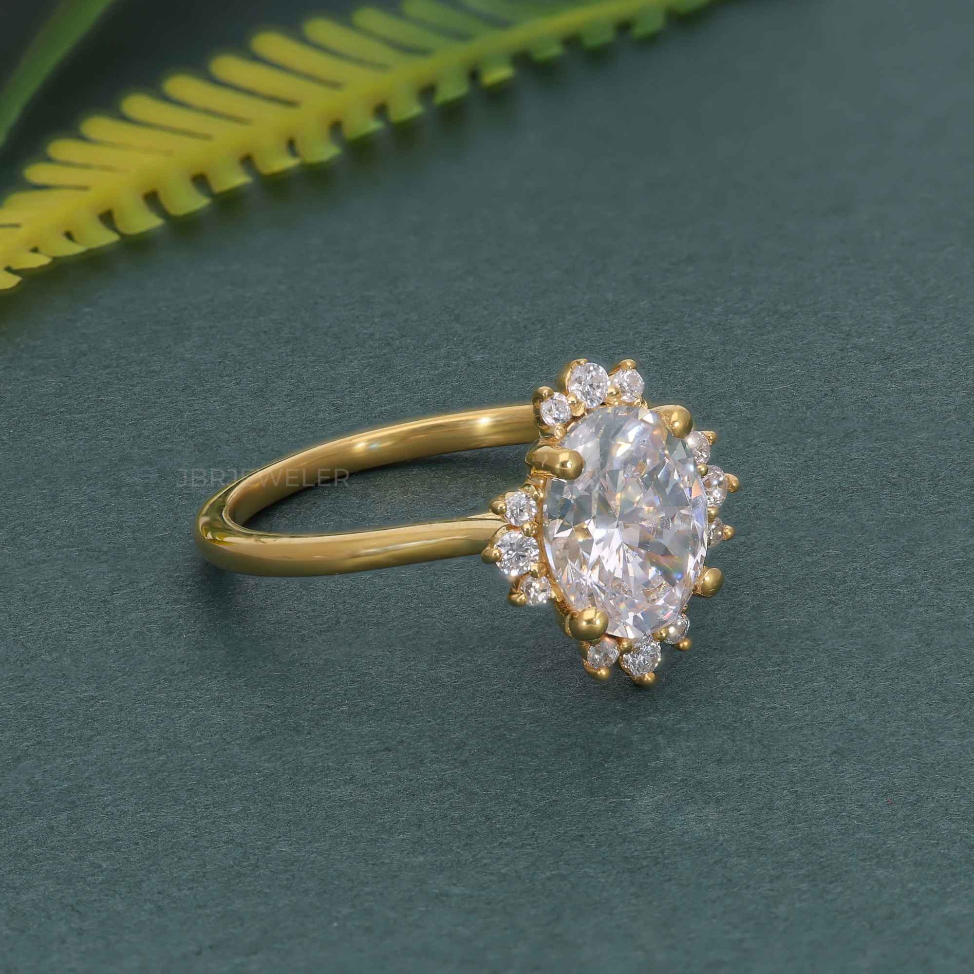 Cathedral Oval Cut Lab Grown Halo Diamond Engagement Ring - JBR Jeweler