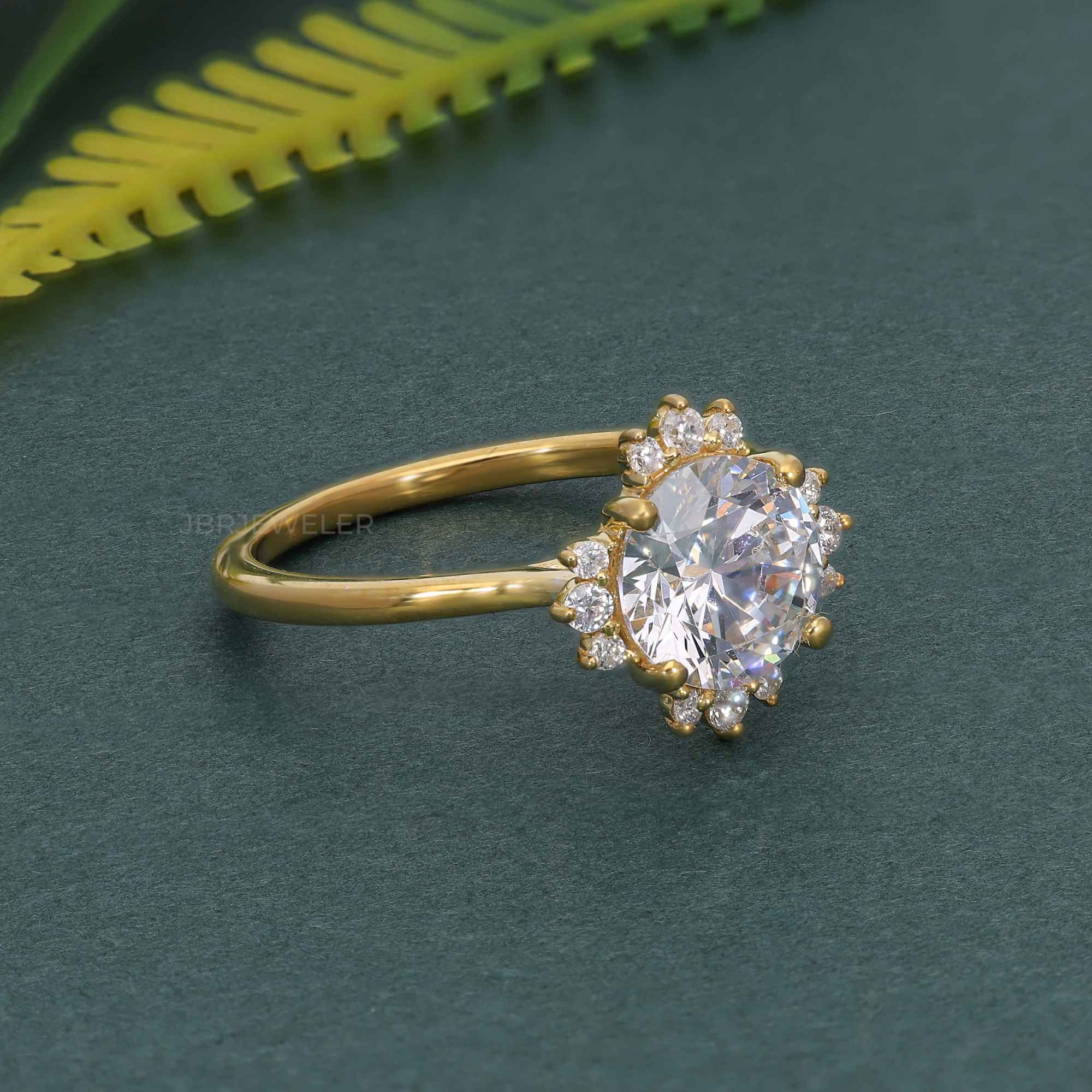 Cathedral Round Cut Moissanite Halo Diamond Engagement Ring - JBR Jeweler