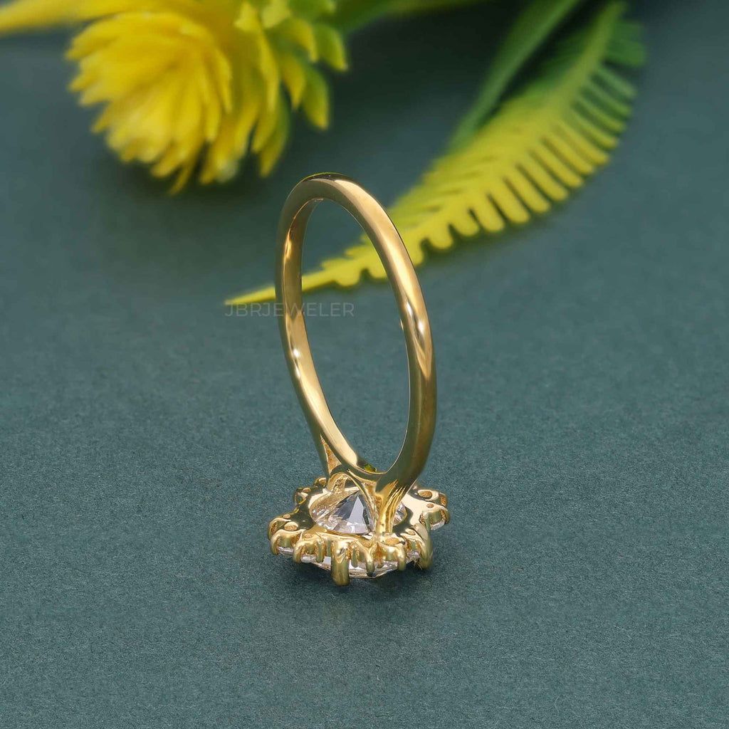 Cathedral Round Cut Moissanite Halo Diamond Engagement Ring - JBR Jeweler