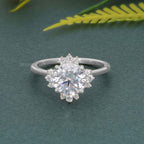 Cathedral Round Cut Moissanite Halo Diamond Engagement Ring - JBR Jeweler