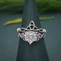 Celtic Irish Style Heart Cut Moissanite Diamond Bridal Set Ring - JBR Jeweler