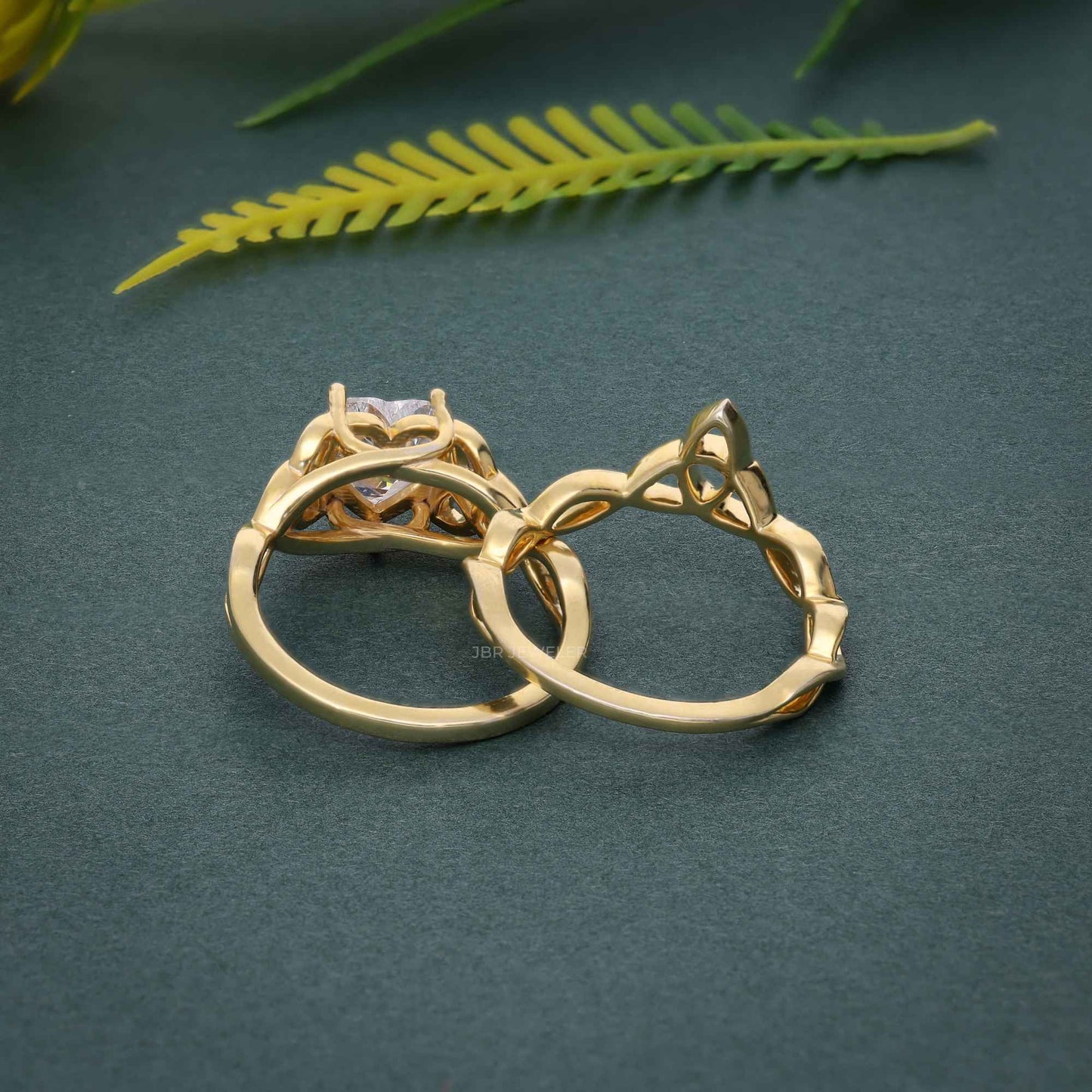 Bague de mariée en diamant celtique de style irlandais, taille cœur, cultivée en laboratoire