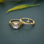 Celtic Knot Emerald Cut Certified CVD Diamond Bridal Set Ring - JBR Jeweler