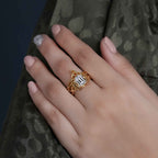 Celtic Knot Emerald Cut Certified CVD Diamond Bridal Set Ring - JBR Jeweler