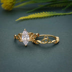 Celtic Knot Marquise Cut Moissanite Diamond Bridal Set Ring - JBR Jeweler