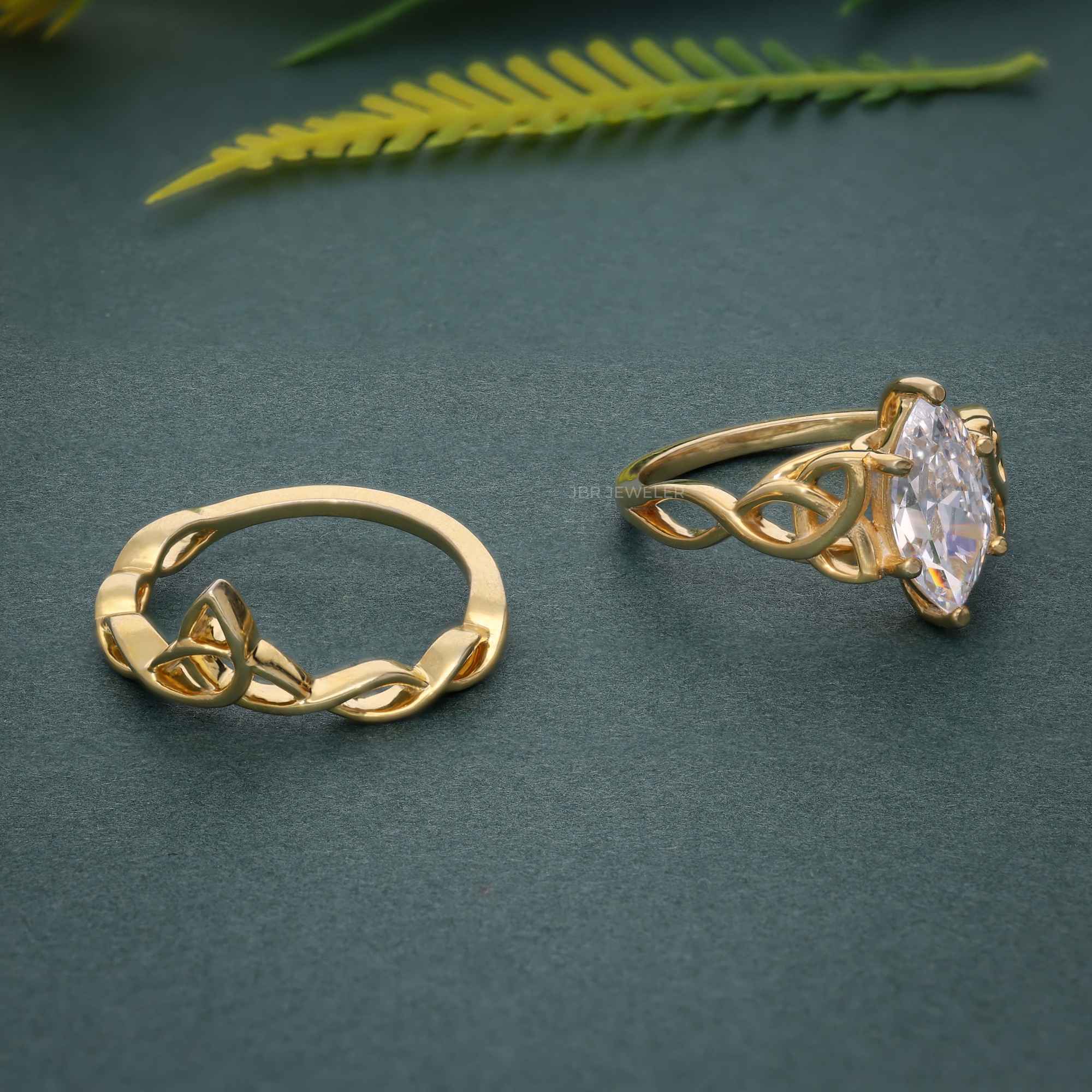 Celtic Knot Marquise Cut Lab Grown Diamond Bridal Set Ring - JBR Jeweler
