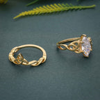 Celtic Knot Marquise Cut Moissanite Diamond Bridal Set Ring - JBR Jeweler