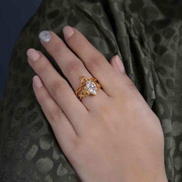 Celtic Knot Marquise Cut Moissanite Diamond Bridal Set Ring